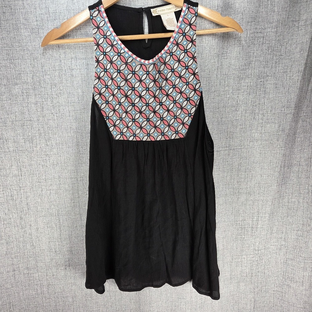 Flying Tomato Tank Top Womens Large Multicolorā Geometric Embroidery Hippie